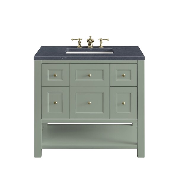 James Martin Vanities Breckenridge 36in Single Vanity, Smokey Celadon w/ 3 CM Charcoal Soapstone Top 330-V36-SC-3CSP - main